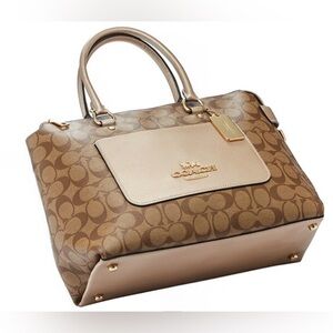 Coach Brown and Gold Satchel Luxurious Design (#0175)